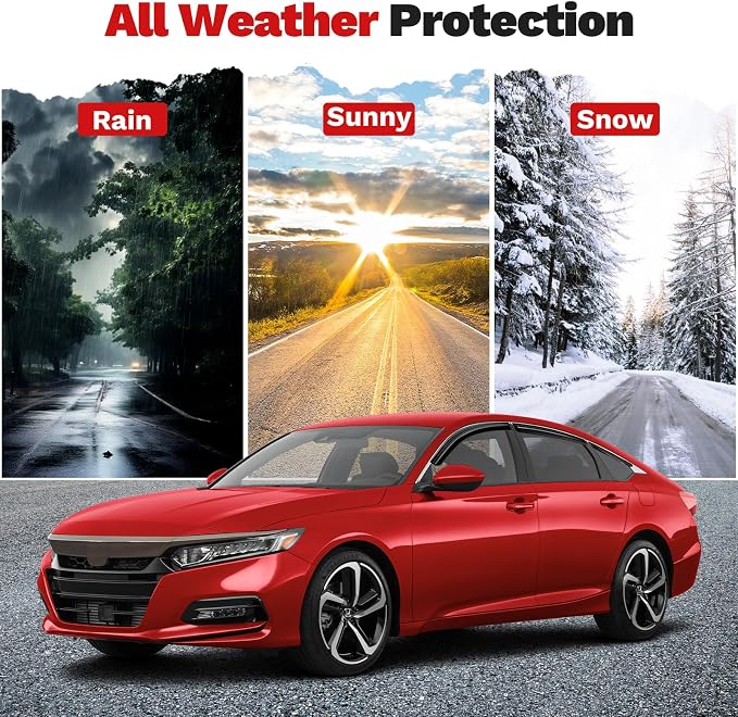 Window Visors Rain Guards for 2018-2022 Honda Accord Accessories, 6PCS, Outside-Mount Tape-On Side Window Wind Deflectors Vent Visors Shades Rainproof Black