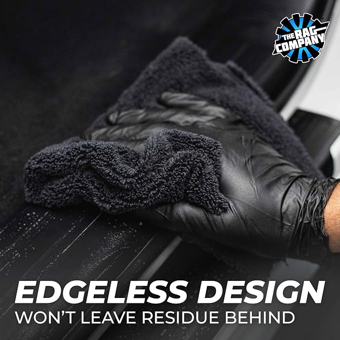 Creature Edgeless Auto Detailing Towels (10-Pack) Professional 70/30 Blend, Dual-Pile Plush Microfiber, Buffing & Polishing, 420gsm, 16in x 16in, Black