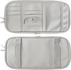 Car Sun Visor Organizer, Multi-Pocket Visor Organizer Storage Pouch for Cars, SUVs & Trucks with Double Zippers, Elastic Bands & Glasses Clip - Organizes Essentials Keep Tidy (Cream Grey)