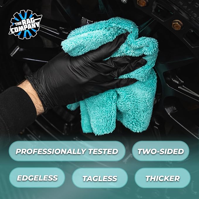 The Creature Edgeless Microfiber Detailing Towels – 420GSM Professional Grade All-Purpose Cloths for Wax, Polish, & Sealant Removal, Teal, 16in x 16in (10-Pack)