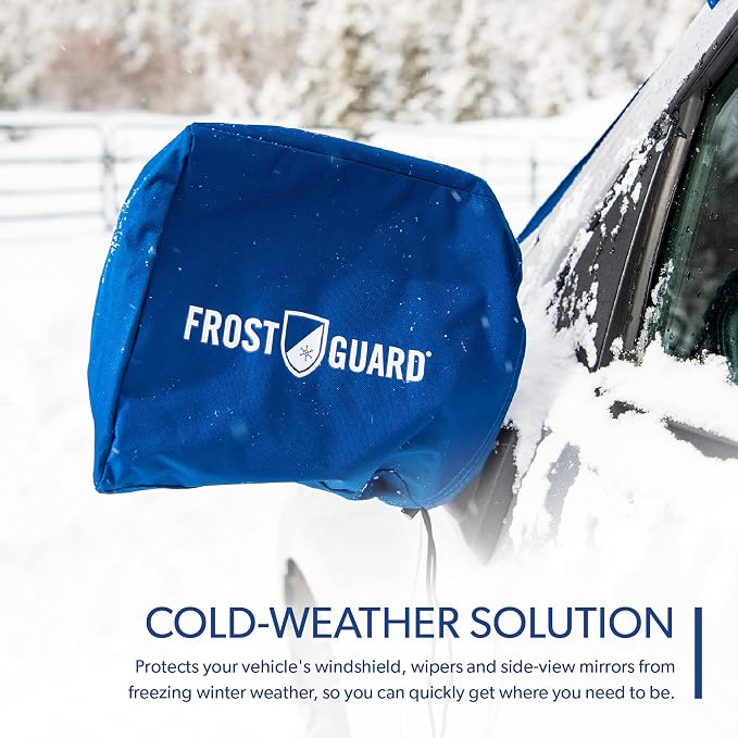 Plus | Winter Windshield Cover for Ice and Snow, Standard Size (Indigo) - Built-in Security Panels, Wiper Blade Coverage + Mirror Covers - Fits Standard Size Cars, 59 x 41 Inches