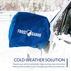 Plus | Winter Windshield Cover for Ice and Snow, Standard Size (Indigo) - Built-in Security Panels, Wiper Blade Coverage + Mirror Covers - Fits Standard Size Cars, 59 x 41 Inches