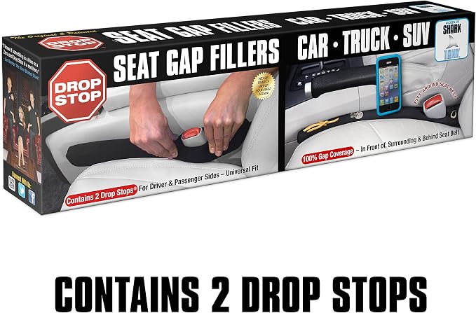 The Original Car Seat Gap Filler - Set of 2 (Pad + LED Light) | Car Accessories for Men & Women, Between Seats Console Organizer, Patented, As Seen On Shark Tank