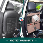 Rose Gold Car Seat Organizer for Kids Backseat Kick Mat with Adjustable Strap Seat Back Cover for Vehicle SUV Car 1 Pcs