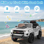 Licensed Chevrolet Colorado Electric Car for Kids, 12V Ride on Toys for Toddlers with Remote Control, Battery Powered Electric Car Ride On Vehicle w/Bluetooth, Soft Start, LED Lights - White