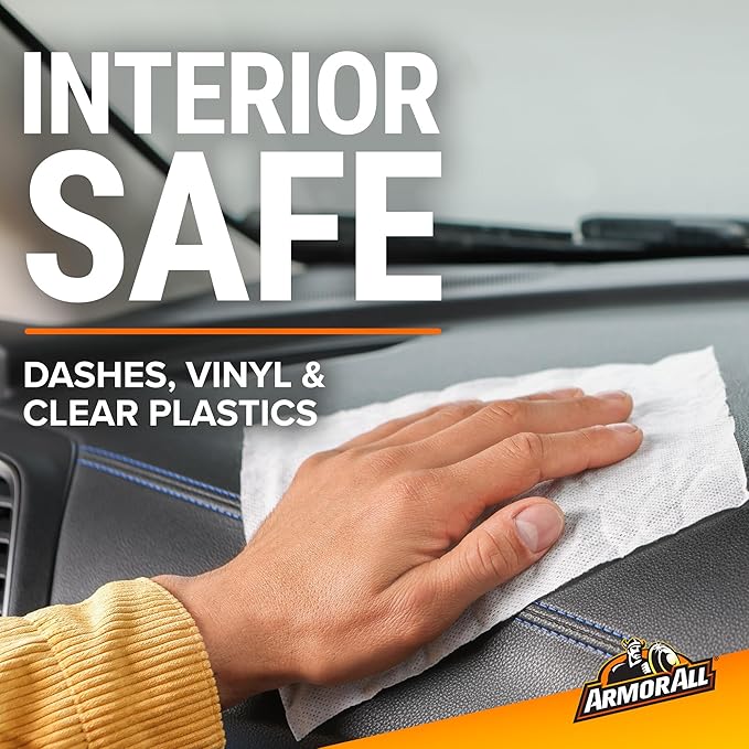 Interior Car Cleaning Wipes, 25 Count Canister, Powerful Cleaning for Dashboards, Vinyl, Clear Plastics, Carpet and Fabric