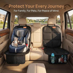 2 Pack in Gift Box Car Seat Protector, Protect Child Seats with Thickest Padding and Non-Slip Backing Mesh Pockets for Baby and Pet, Sedan SUV Truck (Black)