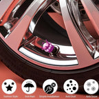 4PCS Crown Bling Tire Stem Valve Caps, Crystal Diamond Car Wheel Tire Valve Caps Universal Copper Core Stem Covers for Cars, SUV, Trucks, Bikes, Motorcycles, Bicycles (Purple & Pink)