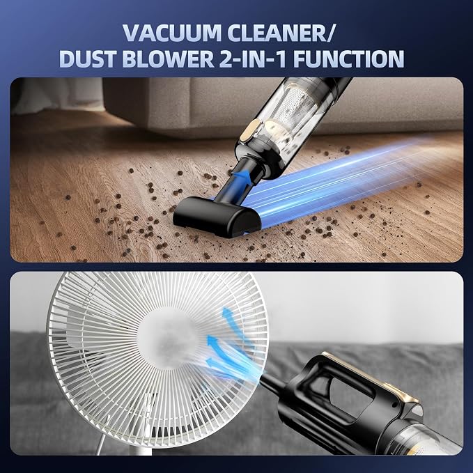 Mini Vacuum Cleaner for Car, 18000Pa 2 in 1 Vacuum Cleaner&Air Duster, 130W Brushless Motor Handheld Vacuum Cordless with 7800mAh Battery, LED Light, Multi-Nozzles for Home, Office, Pet