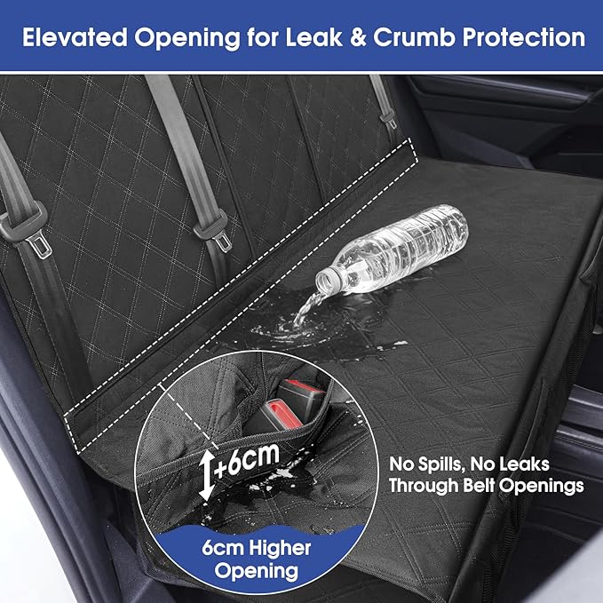 ALLANSING Upgraded 900D Heavy Duty Dog Back Bench Seat Cover for Large SUVs, Car Seat Protector, Seatbelt & Armrest Compatible, Waterproof & Non‑Slip for Dogs & Kids