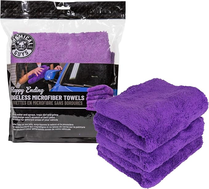 MIC34803 Happy Ending Ultra Plush Edgeless Microfiber Towel, Purple (16" x 16")