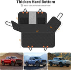 Dog Seat Cover for Full-Size Trucks & SUVs, 3-Section Hard Bottom, Waterproof & Nonslip Car Hammock for Large Dogs, Pet Truck Extender Cover, Spacious Space(+ 45%), Black