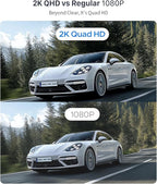 2K Dash Cam for Cars with Voice Control - Stealth Display Tiny Dashcam Front Included 32GB Micro SD Card, Super Night Vision, 1296P QHD, G-Sensor, Built in WiFi & App Car Camera