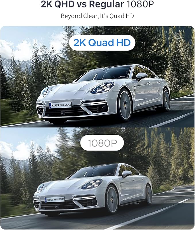 2K Dash Cam for Cars with Voice Control - Stealth Display Tiny Dashcam Front Included 32GB Micro SD Card, Super Night Vision, 1296P QHD, G-Sensor, Built in WiFi & App Car Camera