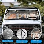 Cute Mouse Foldable Windshield Snow Cover, Reflective Accordion Car Windshield Snow Cover, Sun Visor for Car Windshield, Ultimate Heat & UV Protection, Suitable for Most Cars, 54" L x 27.6" W