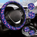 Flamingo Car Steering Wheel Cover Anti-Slip and Practical 14.5-15 Inch Universal Purple car Accessories with 2 Pieces Car Coasters Suitable for Men Women