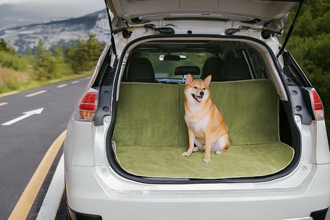 Dog Car Seat Cover for Back Seat, Back Seat Pet Cover for Dogs Waterproof, Scratchproof Dog Backseat Cover, Non-Slip Bench Car Seat Protector, Universal Fit Most Cars, SUVs, Trucks, Green