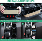 Car Seat Organizer Cup Drink Holders,Multifunctional Gap Filler Storage Box,Insert Organization Helps Reduce Distracted Driving&Holds Phone Mount Mug Bottle Cellphones Coasters Wallet Cards (Beige)