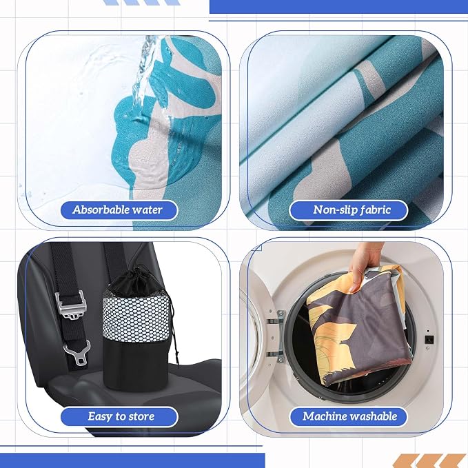 Car Seat Towel Covers with Storage Bag, 63 x 32 Inch Universal Non Slip Waterproof Sweat Protector for Car Truck, Gym Swimming Running, Machine Washable(2 Pack,Yellowstone)