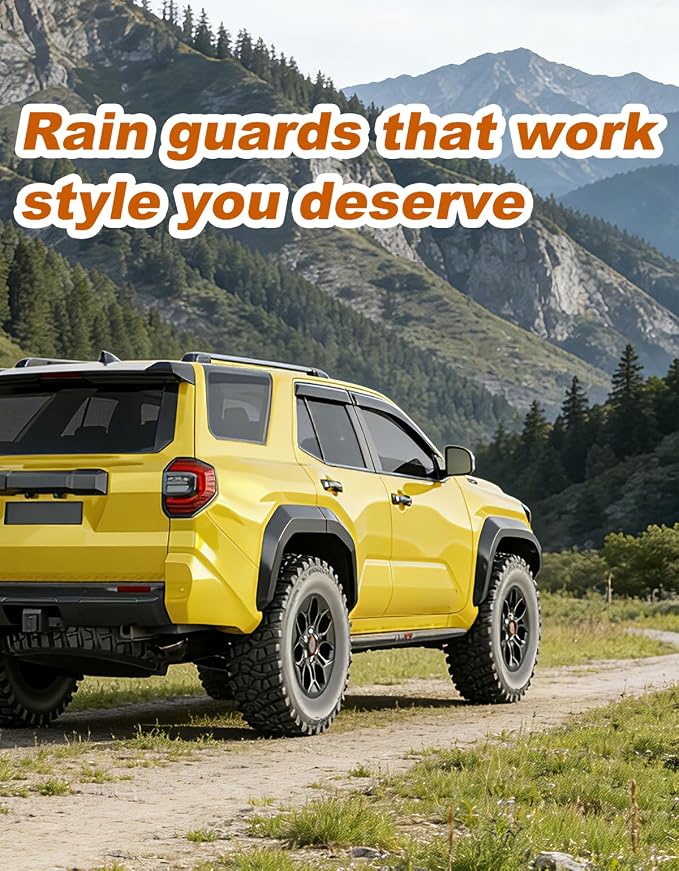 Extra-Thick Window Rain Guards Fit for Toyota 4Runner 2025 2026 Tape-on Window Deflectors Rain Guards Vent Visors Vent Shades Car Accessories 4-PCS