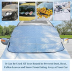 Car Windshield Snow Cover, 4-Layer Protection for Snow, Ice, Frost, Sunlight, Large Magnetic Car Windshield Cover with Side Mirror Protector Fit for Large Cars, SUV, Truck, Van in All Weather