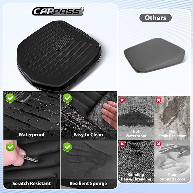 Leather Car Seat Cushion, Comfortable Memory Foam Seat Cushions for Driving Waterproof Adult Booster Seat Cushion for Cars, Truck Driver Automotive SUV Office Chair, Hand-held, 3 Inches Black