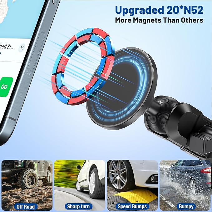 Metal Dashboard Phone Holder: Fits Toyota 4Runner 2010–2024 - Magnetic Dashboard Phone Mount - 2 Installation Ways with Adhesive & Screw Mount