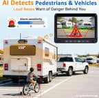HD 1080P RV Backup Camera Wireless Easy Install: Plug and Play 7'' DVR 4-Channels Split Screen for Furrion Pre-Wired RVs System - AI Motion Detection Rear View Camera Clear Night Vision to 32ft