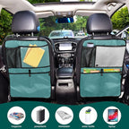 Dark Teal Car Seat Organizer for Kids Backseat Kick Mat with Adjustable Strap Back Seat Protector for SUV Car Vehicle 2 Pcs