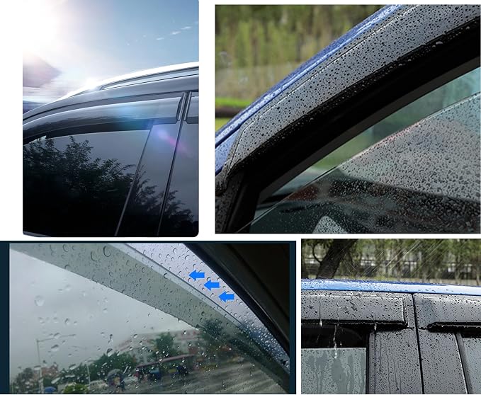 Tape On Window Visors Rain Guards for Ford F150 SuperCrew 2004-2008,Lincoln Mark LT 2006-2008,Side Vent Rain Deflector for Car Windows,Weatherproof & Easy Installation,Car Accessories-4pcs