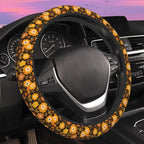 Retro 70s Groovy Orange Floral Steering Wheel Cover for Women Men Neoprene Breathable Wheel Cover Protector Anti-Slip Car Accessories Universal 15 Inch Fit for Cars Trucks Vehicles