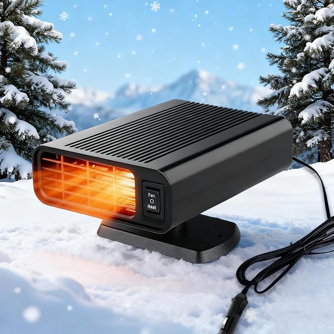 12V Fast Heating Car Defroster and Defogger, 150W Portable Car Heater for Windshield,360°Heater Plug into Cigarette Lighter for Cars,SUVs,RVs, Thanksgiving Gift