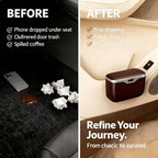 Car Trash Can with Lid - Leakproof Mini Garbage Bin for Door or Seatback,Premium ABS Auto Organizer,Space-Saving Car Garbage Can for Commuters,Families and Pet Owners,Fit for SUV,Sedan,Truck (Brown)