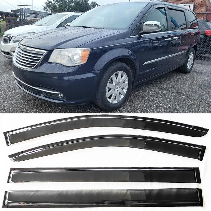 Window Visors Rain Guards Sun Shade Vent Deflectors for 2008-2016 Chrysler Town & Country, 2008-2020 Dodge Grand Caravan SUV Snow Wind Deflector Car Accessories 94251 4-Pieces Set