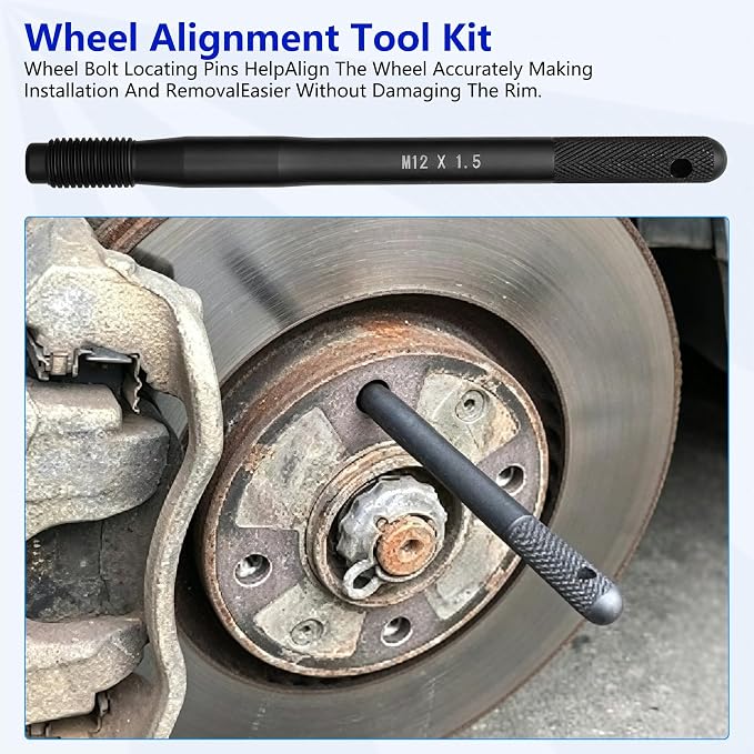 ZKTOOL Wheel Alignment Pin,Wheel Fixing BoltsBlack Wheel Hanger Alignment Pin Guide Tool,Wheel Lug Bolt Automotive Mechanic Tool,Tool for Changing Tires on Cars with Lug Bolts (2PC M12×1.5)…