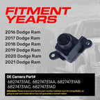 Replacement for Dodge Ram (2016-2021) Backup Camera OE Part # 68274731AE, 68274731AA, 68274731AB, 68274731AC, 68274731AD