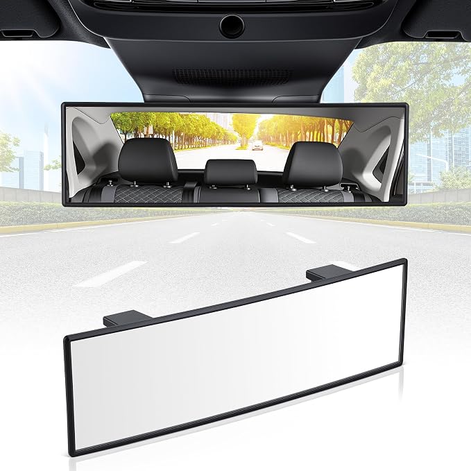 Interior Rearview Mirrors, 10 Inch Universal Panoramic Car Rear View Mirror Accessories, Wide Angle Reduce Blind Spot Effectively for Car, Jeep, Truck, Motorcycle, Tractor, ARB, ATV, SUV, RV