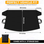 Windshield Protector | Durable 600D Oxford Fabric | Waterproof Winter Car Cover for Pickup Truck, SUV & Mini Van | Essential Car Accessories | X-Large (74"x43")
