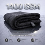 Car Drying Towel 24”x36”, 1400 GSM Twisted Loop Microfiber, Ultra Absorbent, Streak-Free, Lint-Free, Scratch-Free for Car, Truck & SUV, Quick Drying in Fewer Passes (Charcoal Gray)