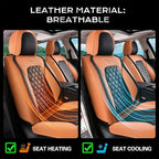 Coverado Car Seat Covers Front Seats, Vintage-Style Soft Waterproof Faux Leather Full Set with Rear Protectors, Comfortable Anti-Stain Interior for Most Vehicles – BrownBlack