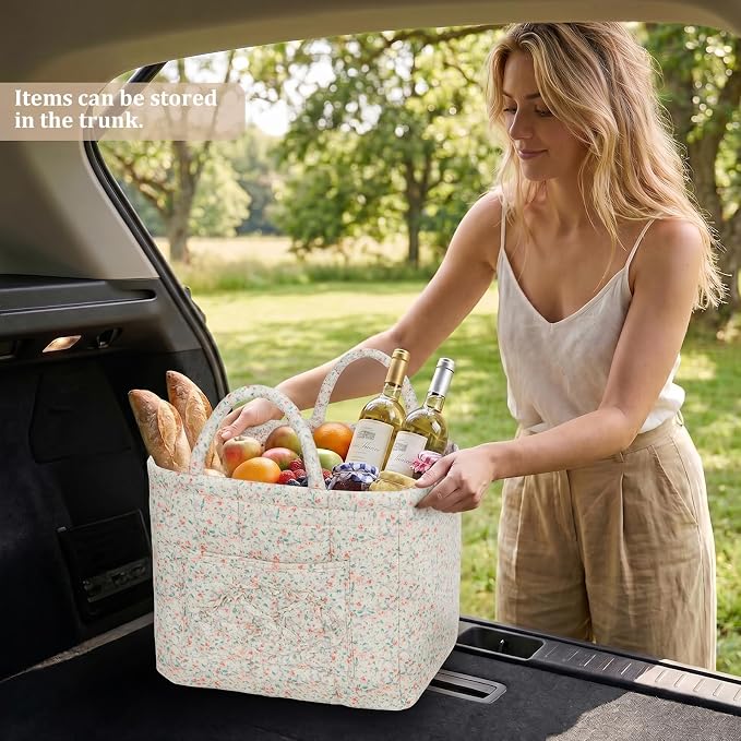 Floral Fabric Storage Basket Car Interior Storage Basket Underwear Sundries Laundry Baskets Supplies Home Organizer Bag (style 3)