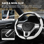 3pcs Carbon Fiber Anti-Skid Steering Wheel Cover, Waterproof Design, Universal Fit for 14-16 Inch Car Wheel Cover, Interior Car Accessories for Jeeps, SUVs, Trucks (Glossy White)