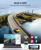 Dash Camera for Cars, 4K Dash Cam Front and Rear with 5G WiFi, Free Card Included, Loop Recording, Night Vision, 170°Wide Angle, G-Sensor, 24H Parking Mode