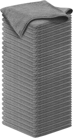 Microfiber Cleaning Cloth Grey - 50 Pcs (12.5"x12.5") - High Performance - 1200 Washes, Ultra Absorbent Microfiber Towel Weave Grime & Liquid for Streak-Free Mirror Shine - Car Washing Cloth