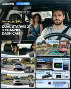 M550 Max 4K 3 Channel Dash Cam, Dual STARVIS 2 Sensors, 4K+2.5K+1080P Front and Rear Inside Triple Car Camera, Built-in WiFi GPS, 64GB Card Included, IR Night Vision, Ride Share Accessories