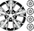 16 Inch Hubcaps Set of 4 – OEM Replacement Snap-On Wheel Rim Covers - Universal Fit Car Wheel Cover for Cars, Trucks, SUV, Vans Durable ABS Black & Silver 5-Spoke Hub-Cap Car Accessories Exterior