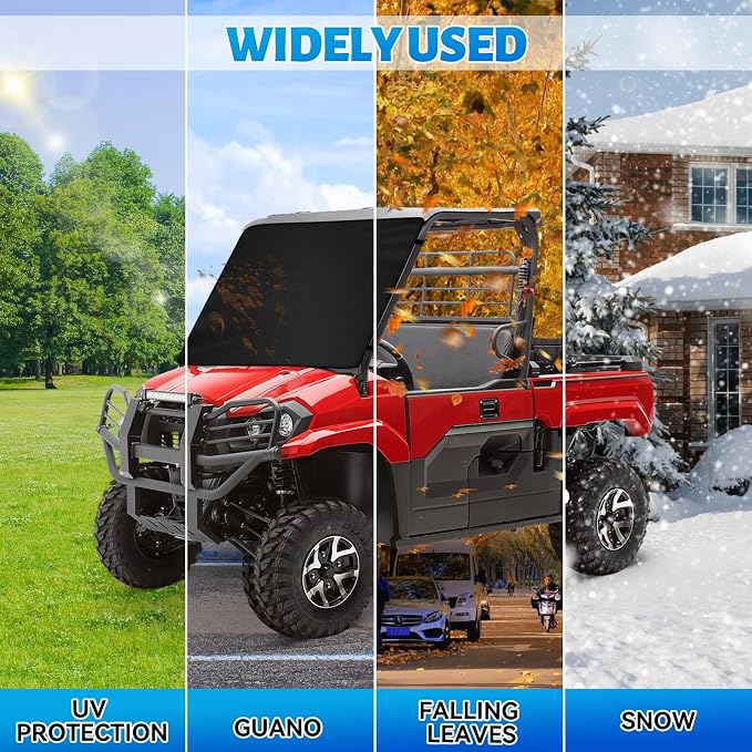 600D UTV Windshield Snow Cover Compatible with Kawasaki Mule Pro FXT/FX/DX/DXT 2015-2026 Full Size, Transport Windshield Protector for Ice and Snow