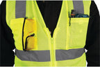 W1580 High-Visibility Reflective Safety Vest, Chest Pockets, Zip Closure, Neon Yellow