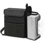 Car Trash Can with Tissue Holder, Leakproof Car Garbage Can with Detachable Car Napkin Holder, Hanging Car Trash Bin for Headrest, Console, Truck, SUV Car Accessories, Black