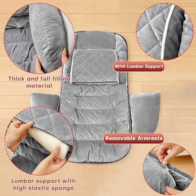 USB Heated Seat Pad Cushion for Office Chair | 3 Heat Levels, Time Setting | Large Heating Area Heated Seat Pad Cover with Lumbar support for Home & Office, Wheelchair(Khaki)